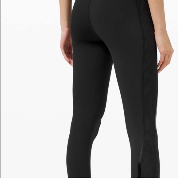 Lululemon Athletica rare black gloss trim run high rise leggings tights Size 2 - Picture 4 of 17